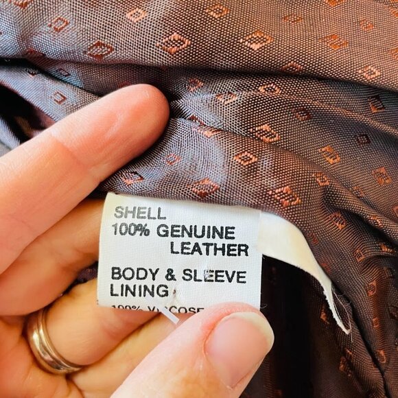 Vintage 100% Leather Tan Brown Moto Bomber Zipper Biker Distressed Pockets Mediu - Picture 12 of 13